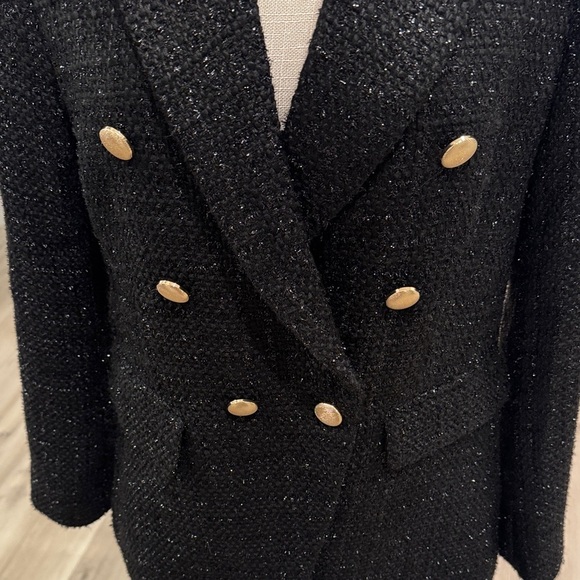 Jason Wu Textured Black Blazer with Gold Accents - Picture 4 of 7